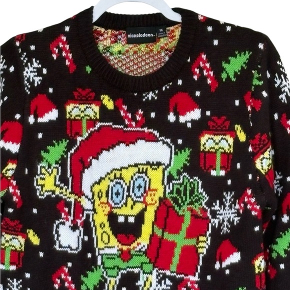 Nickelodeon SpongeBob Square Pants Ugly Christmas Sweater Size M - Picture 2 of 5